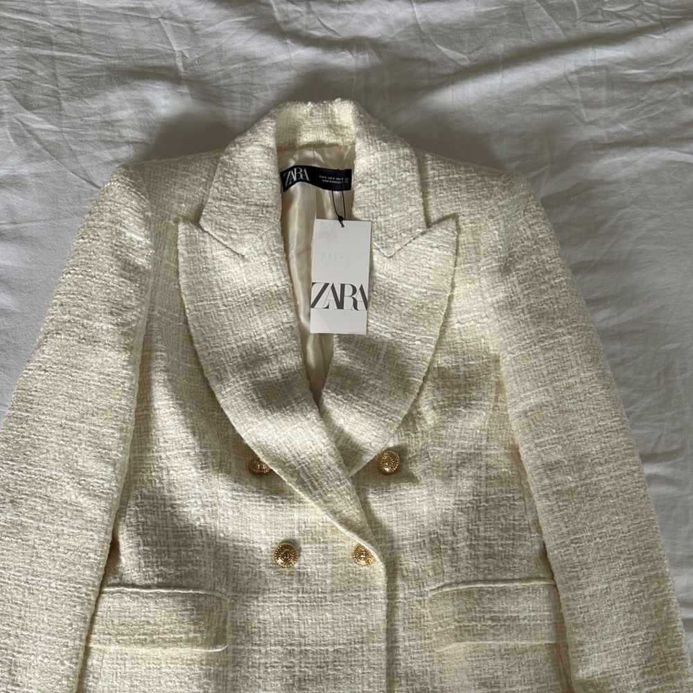 BNWT Zara Women's Textured Cream Blazer